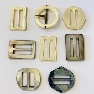 Vintage Shell Abalone MOP Belt Buckle Scarf